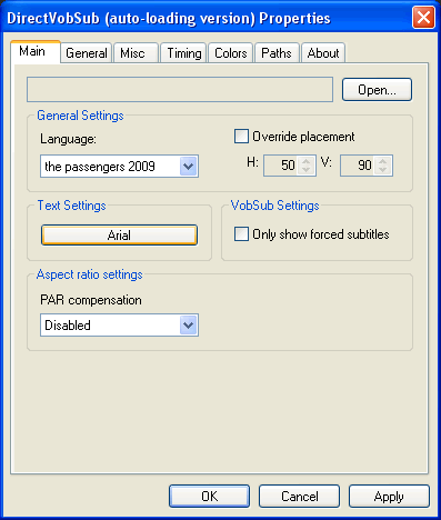DirectVobSub Properties